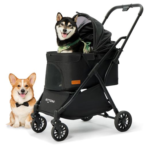 【ヨーロッパEN1888規格に適合】PETTENAペットカート小型犬中型犬犬カートワンタッチ自動折り畳み20KG耐荷重軽量でコンパクト自立可能外出便利安定性最高犬用バギー猫広い空間三つ通気窓…