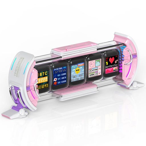 Divoom Times Gate 置き時計 おしゃれ デジタル ピクセルアート/アプリ制御/5つのカスタマイズ可能 RGB スクリーン/WiFi接続/ゲームルームの装飾/DIY卓上時計/多機能 36*21*11.8cm ピンク|グットバリューオンラインストア