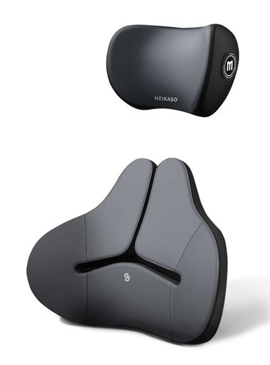 Meikaso腰クッションランバーサポートネックパッドファッション背もたれ車用カークッションウェストクッションネックピロー首枕運転ヘッドレスト腰楽頚椎サポート枕低反発腰枕通気性…