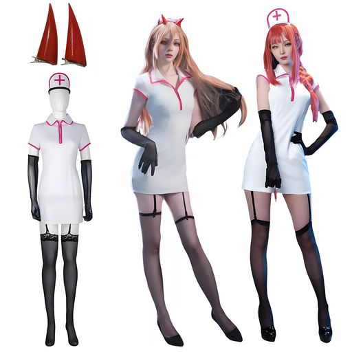 [神併良品]マキマコスプレウィッグなしナース服パワーコスプレ衣装学園祭文化祭コスチュームハロウインクリスマス制服仮装Makima&Power.nurseVer(マキマ/パワーナース服ウィッグなしS) 5,640円
