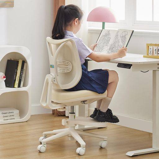 NATURFEN 学習椅子 小学生 高校生 勉強椅子 7&deg;ロッキング機能搭載 疲れない 子供 椅子 8cm厚クッション 高さ&奥行き&足置き調節 イス 子ども用 6～18歳成長対応 キッズチェア (Beige)｜グットバリューオンラインストア