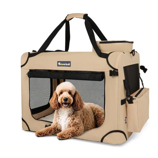 Totoroballソフトクレート大型犬大空間な犬用クレート折りたたみペットケージ5面メッシュ折りたたみ簡単省スペース頑丈耐久洗濯可能ロック付きクレート中大型犬