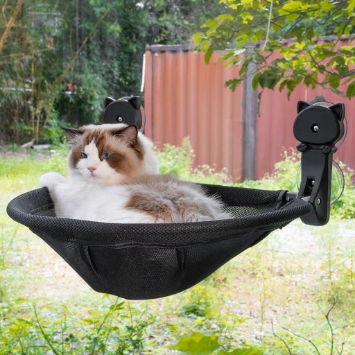 JUNSPOW猫ハンモック窓用折りたたみ可能で安定したキャットベッド-窓辺で日光浴やクライミングができる通気性の良い-最大18KGポンドまで保持可能