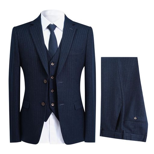 [YFFUSHI]スーツメンズビジネススリーピース大きいサイズS-6XL大きいサイズ結婚式面接就職喪服礼服ストライプブルーブラック