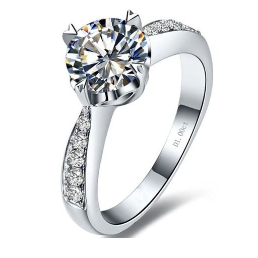 [THREEMAN]ハートパターン、4プロング女性婚約指輪本物のシルバーNSCDダイヤモンド結婚指輪ホワイトゴールドメッキ 11,176円