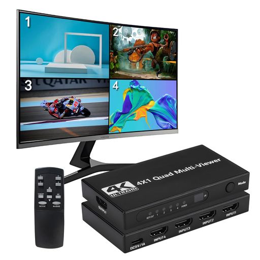 4K@30サイクル HDMI 画面取りわける器 4インプット1最終生産物 hdmi画面取りわけるうつり変わり器 画面うつり変わり器 1080P 4画面斉しく見せびらかす クアッドマルチビューアー ヴィデオディスク/競り合い機/なおなお書き3/なおなお書き4 Pro/Xbox監督すること用遠隔操作付き添い人