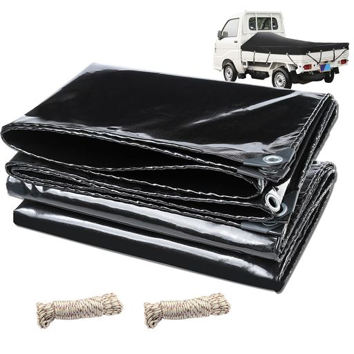 POSTEK軽トラック荷台シート荷台カバー1t・1.5t・2t対応防水仕様エステル帆布四隅加固UVカット耐凍・耐候性(2.4m*3.6mブラック)