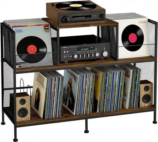 TUIYIDUO レコードラック レコードプレーヤースタンド 3段 400 枚大容量収納対応 レコードプレーヤー専用置き台 頑丈でコンパクト 収納スタンド 簡単組立 リビング・寝室・オフィスに適応 &hellip;｜グットバリューオンラインストア