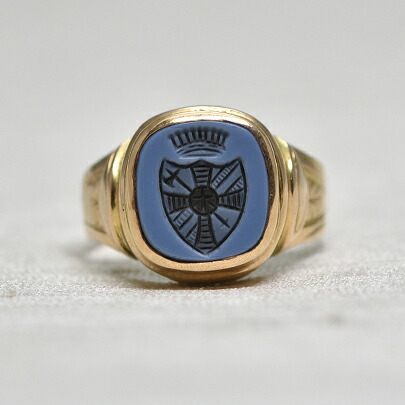 グッドウィル アンティーク ジュエリー リング 指輪 14ct アゲート インタリオ リング 装飾品|GoodWill アンティーク