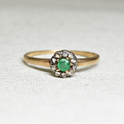 楽天市場】アンティーク ジュエリー 18ct エメラルド・ダイヤモンド