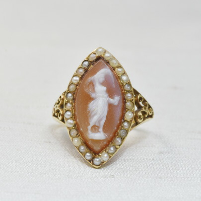 グッドウィル アンティーク ジュエリー リング 指輪 18ct パール ストーンカメオリング 装飾品|GoodWill アンティーク