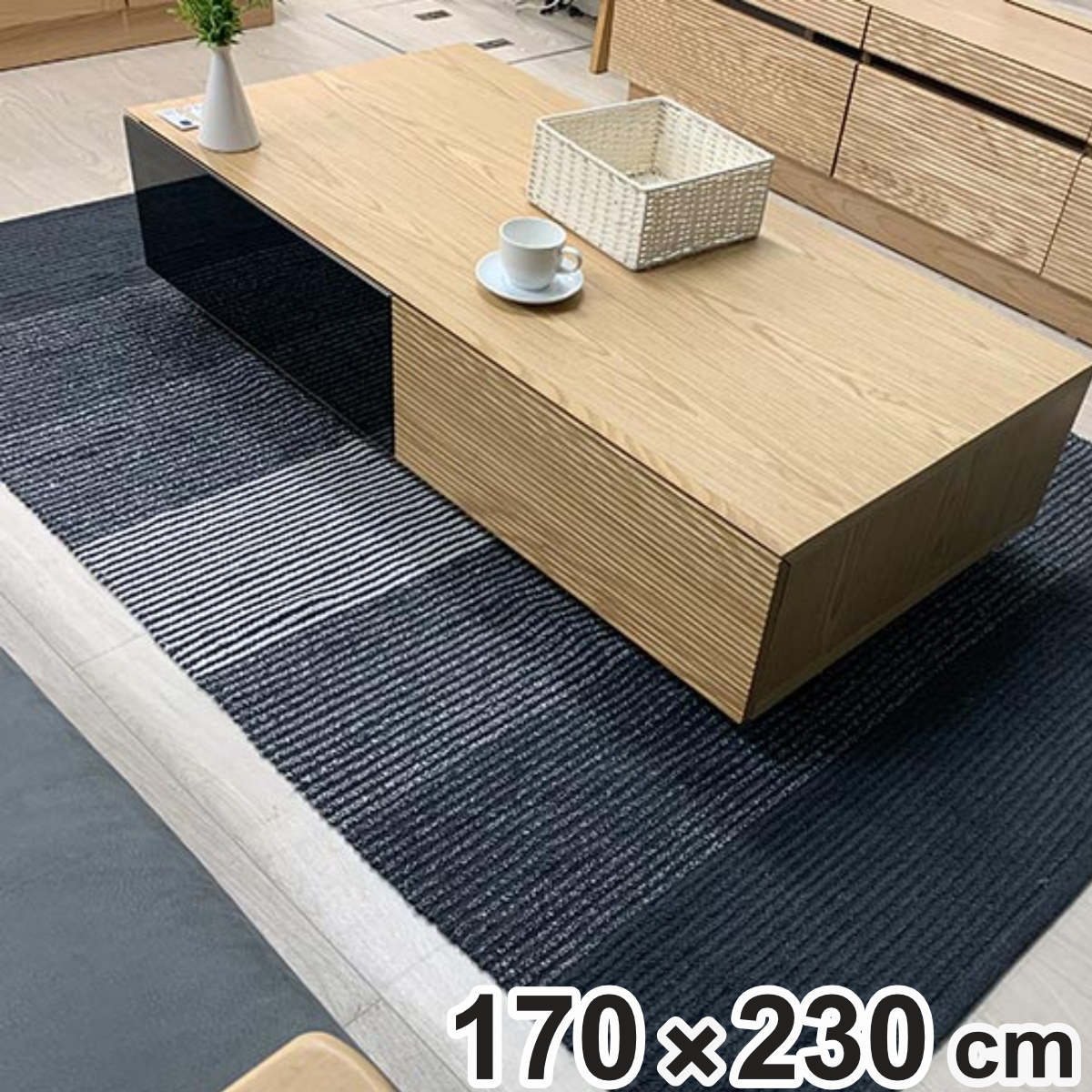 ラグ ストライプ ラグマット 170&times;230cm （ ラグマット カーペット 絨毯 マット コットン100％ 肌に優しい 子ども お年寄り 天然素材 ホットカーペット対応 床暖対応 おしゃれ 北欧風 インテリアマット ）【GWM】｜good wood mood