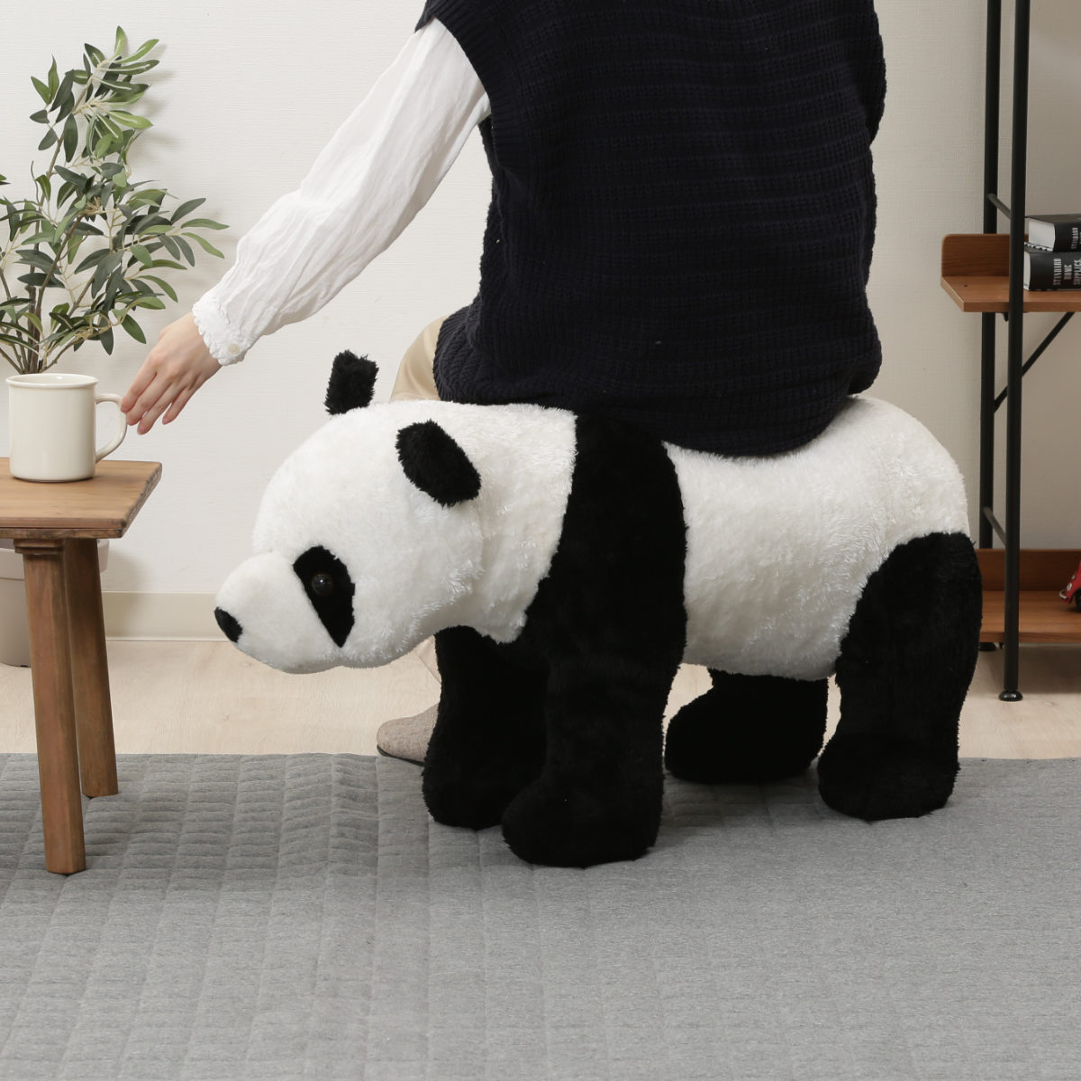 アニマルスツール パンダ 幅35&times;奥行90&times;高さ53cm （ スツール 動物 椅子 キッズ イス チェア オットマン キッズチェア 丈夫 安心 座れる 乗れる ぬいぐるみ インテリア ）【GWM】｜good wood mood