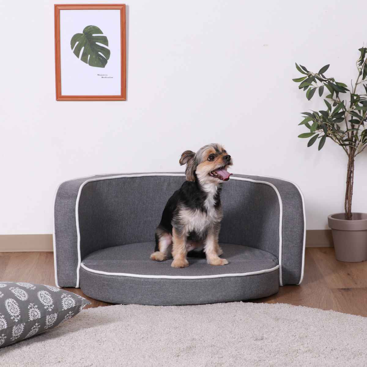 ペットソファ 幅75.5cm クッション 折りたたみ （ ペットベッド 犬 猫 ペット家具 ペット用 ベッド ソファー 小型犬 中型犬 おしゃれ かわいい グレー 完成品 ）【GWM】｜good wood mood