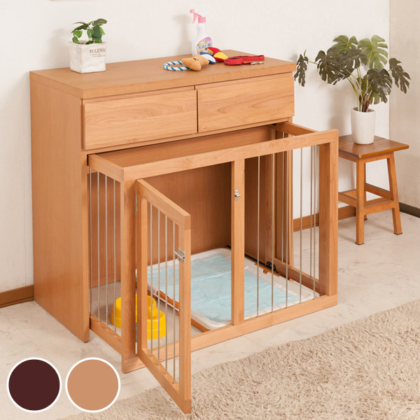 【特典付き】ペットケージ 家具調 スライド式 天然木 アルダー 幅90cm （ ペットサークル ケージ ハウス ペット ペット用品 ゲージ 日本製 完成品 木製 収納 省スペース 小型犬 中型犬 ） 【GWM】