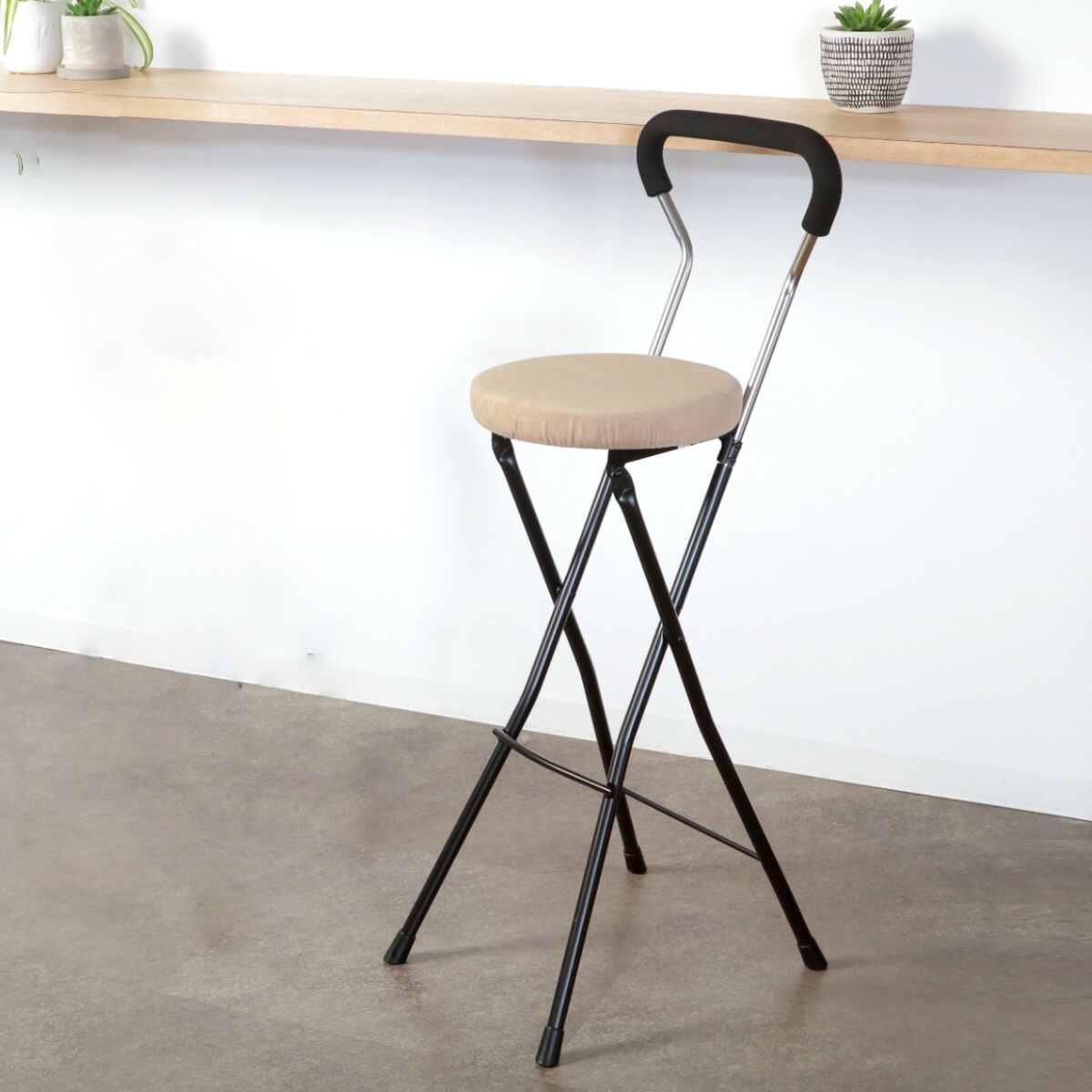 折りたたみ椅子 座面高74.5cm ハイタイプ ソニッククッション 背もたれ付 ソニッククッションチェア （ カウンターチェア バーチェア 椅子 チェア いす 折りたたみ 高め 日本製 キッチン カウンター 完成品 ）【GWM】｜good wood mood