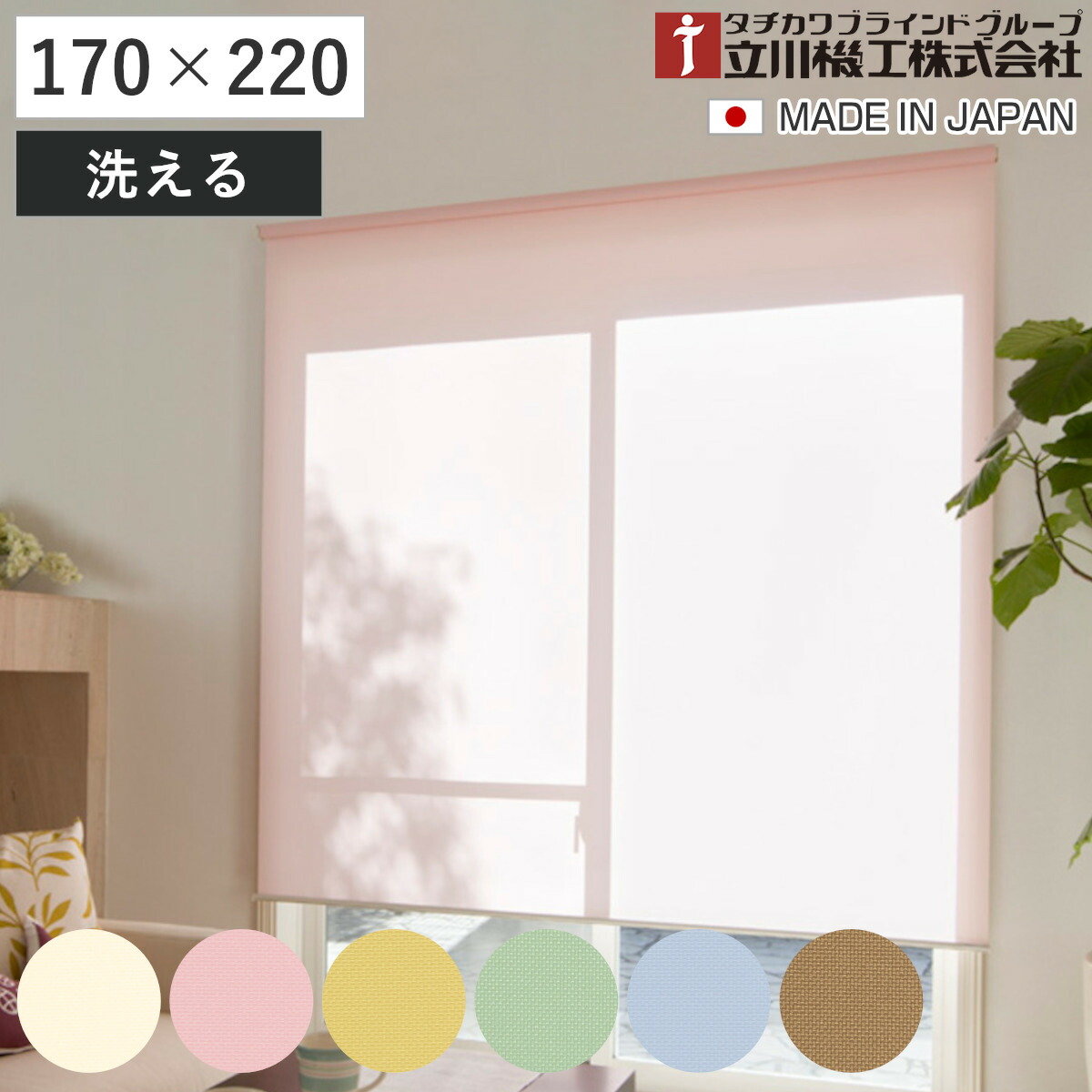 立川機工 ロールスクリーン 無地ウォッシャブル 170&times;220cm ティオリオ （ ロールアップカーテン カーテンレール 取り付け 屋内 カーテン 間仕切り 日除け 窓 目隠し シンプル 掃き出し窓 採光窓用 玄関窓 ウォッシャブル 洗える ）【GWM】｜good wood mood