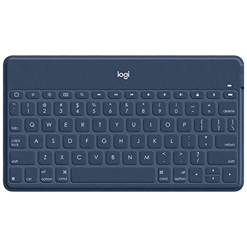ロジクール KEYS TO GO ワイヤレス Bluetooth キーボード iK1042CB US配列 薄型 6mm 軽量 180g ワイヤレスキーボード iPhone iPad Apple TV 充電式 第10世代 第9世代 対応 耐水 無線 スマートフォンスタンド付 クラシックブルー 国内正規品