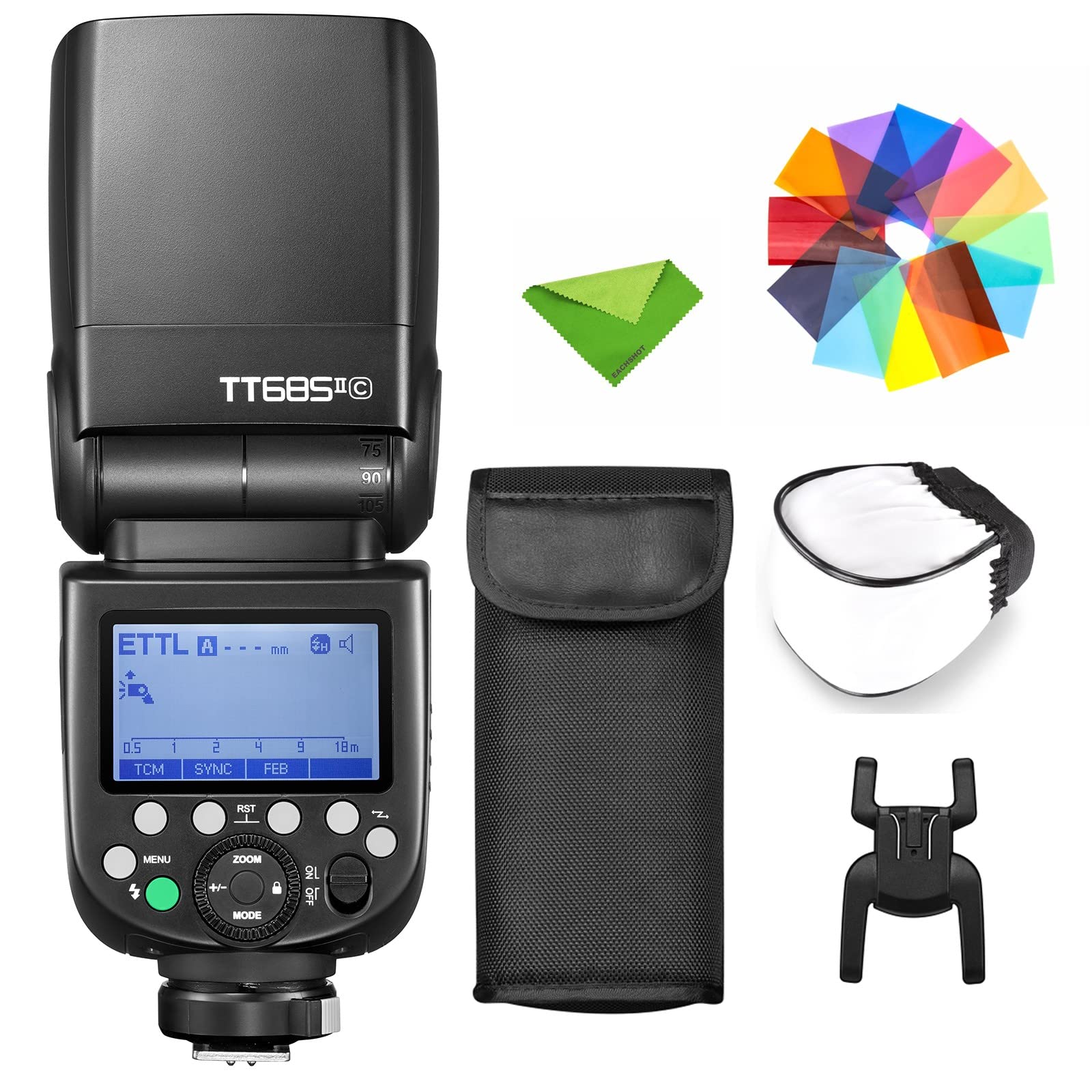 Godox正規代理店Godox TT685II-C Canon 適用, E-TTL カメラフラッシュスピードライト,2.4G ワイヤレスXシステム 1/8000S高速同期 TCMインスタント変換 クリップオンストロボ(日本語マニュアル付き)