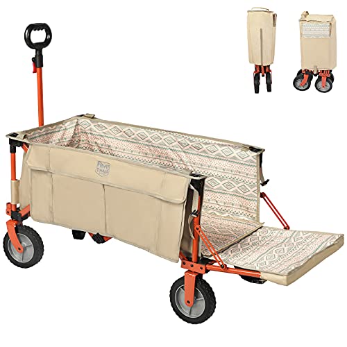 TIMBER RIDGE アウトドア手押し車 折り畳み 長物相応う ワンタッチ交わり式 耐荷重100kg 独立独行納める 大静電容量 納める衣嚢つき 持ちはこび手押し車 アウトドア持ちはこび キャンプワゴン