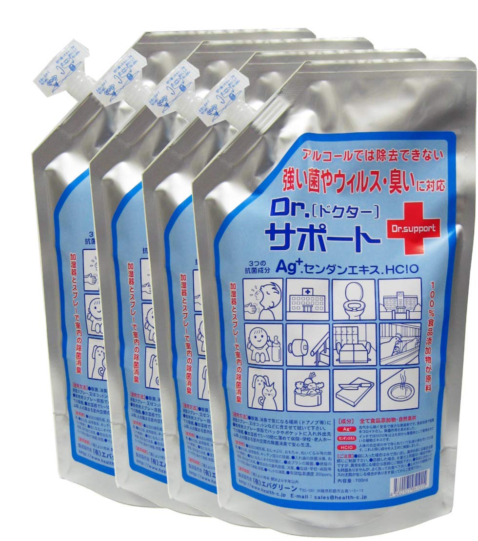 除菌・消臭・ノンアルコール｜ドクターサポート(Dr.support)詰め替え用4パック700ml×4