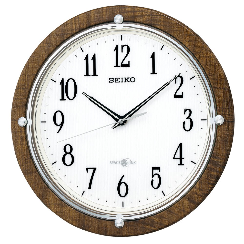 セイコークロック(Seiko Clock) 掛け時計 ナチュラル 衛星 電波 アナログ SPACE LINK スペースリンク 茶 木目 模様 GP212B|GOODWOODS