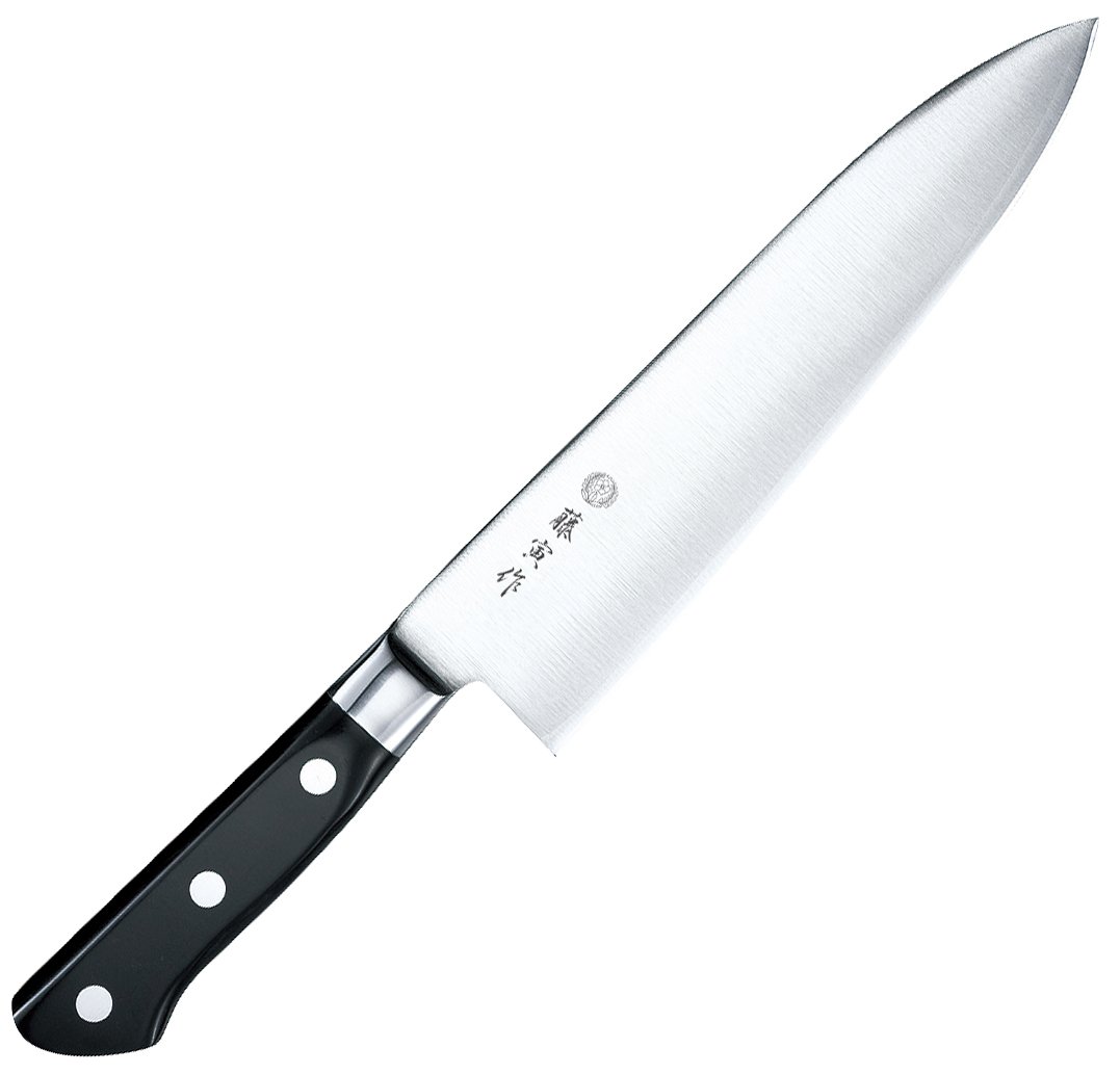 藤寅作 洋出刃 210mm 日本製 コバルト合金鋼 両刃 骨付肉や半冷凍物・カニなどの甲殻類を切る厚口牛刀 DPコバルト合金鋼割込 口金付 FU-814
