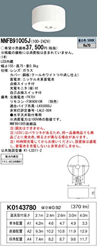 パナソニック(Panasonic) LED非常用照明装置手道具 直付 低上昇限度用~3m 30分間印字機 昼白いこと NNFB91005J