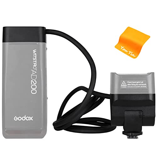 GODOX EC200 AD200エクステンションフラッシュヘッド、2Mケーブル付きポータブルオフカメラライトランプ、Godox AD200 AD200Proポケットフラッシュスピードライト用 [並行輸入品]