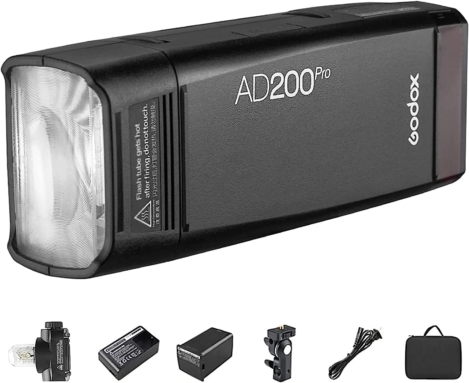 Godox AD200Pro フラッシュストロボ Godox 2.4GXワイヤレスシステム ワイヤレスコントロール 精確な調光（1/1-1/256）|81レベル 2個のランプヘッド付き 大容量バッテリー 携帯式 小型 200W Canon＆Nikon＆Sony＆OlympusPanasonicFujifilmPentaxカメラに対応