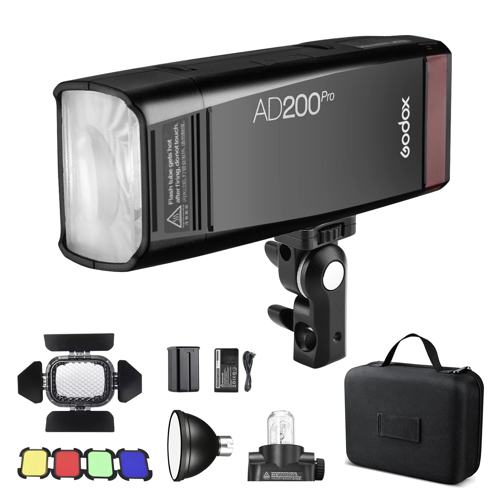 GODOX AD200Pro フラッシュストロボ 200W 2.4G TTL 1/8000 HSS スピードライト バーンドア ハニカムグリッド 4色フィルターキット 標準リフレクター付き 適格請求書発行可｜GOODWOODS 44,432円