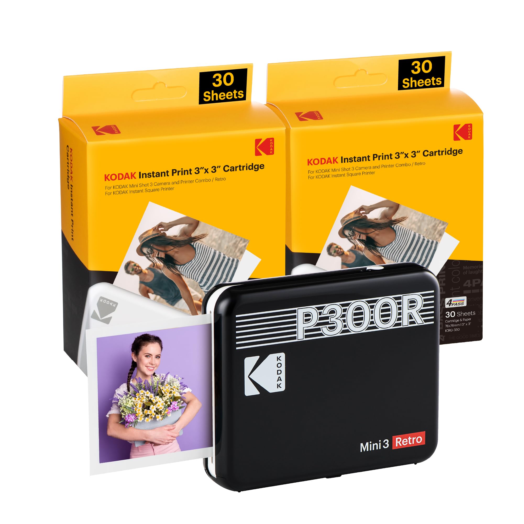 コダック KODAK Mini 3 Retro 4PASSポータブルフォトプリンター(7.6cmx7.6cm)＋68枚バンドル,ブラック 18,153円