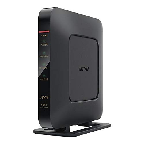 BUFFALO 緩衝装置置き目 無線電話ローカルエリアネットワークルータ エントリー模範例 (Wi-Fi 6(11ax)相応う/周波数2.4、5GHz/黒いこと) WSR-1800AX4-BK