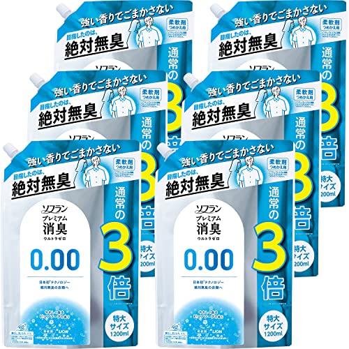 ケース販売 大容量 ソフラン プレミアム消臭 ウルトラゼロ 柔軟剤 詰め替え 特大1200ml×6個セット