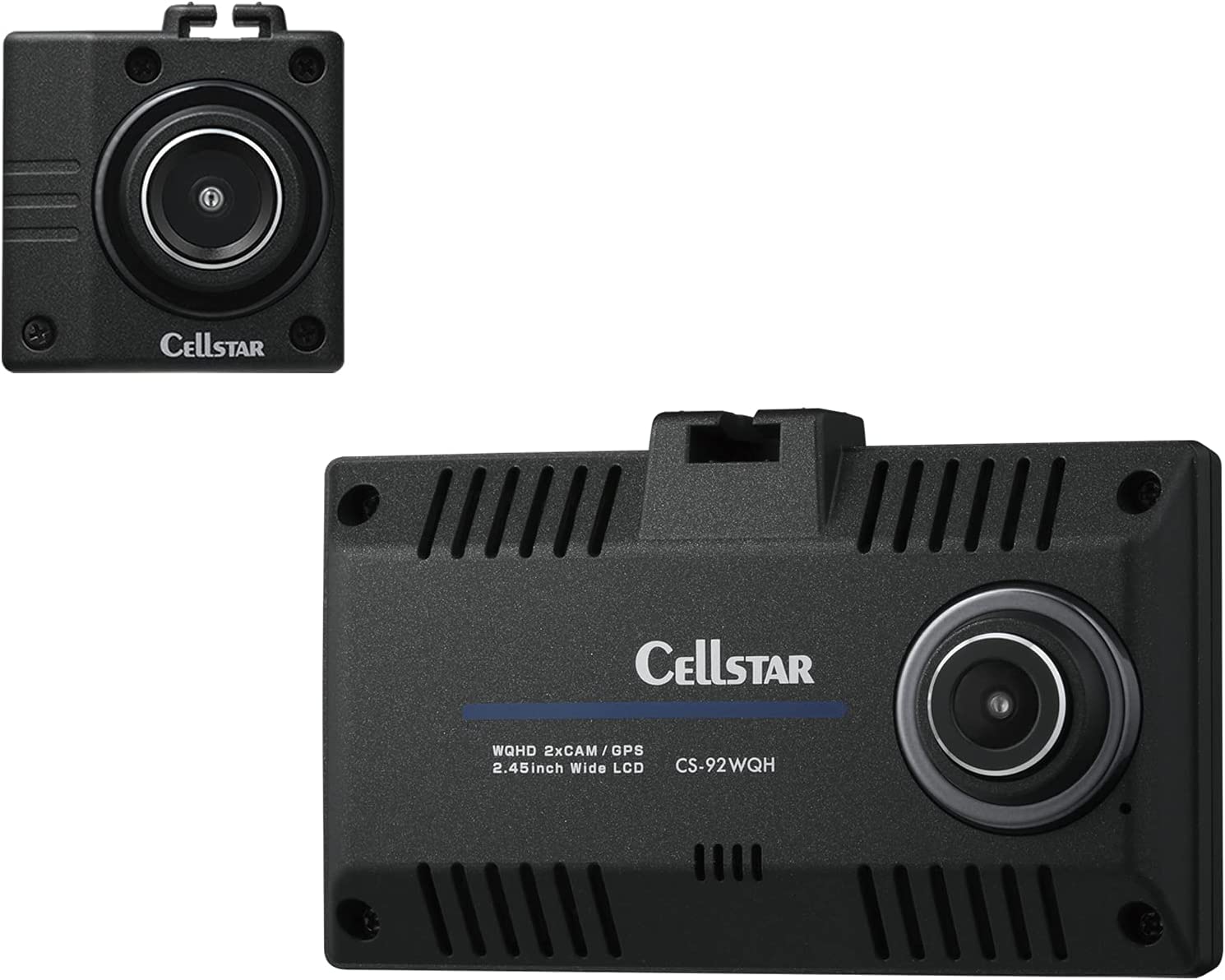 セルスター ドライブレコーダー 前後2カメラ CS-92WQH 370万画素/370万画素 WQHD HDR STARVIS 2.45インチ microSD(64GB)付 駐車監視機能 安全運転支援機能 GPSお知らせ機能(データ更新無料) 日本製 3年保証 CELLSTAR