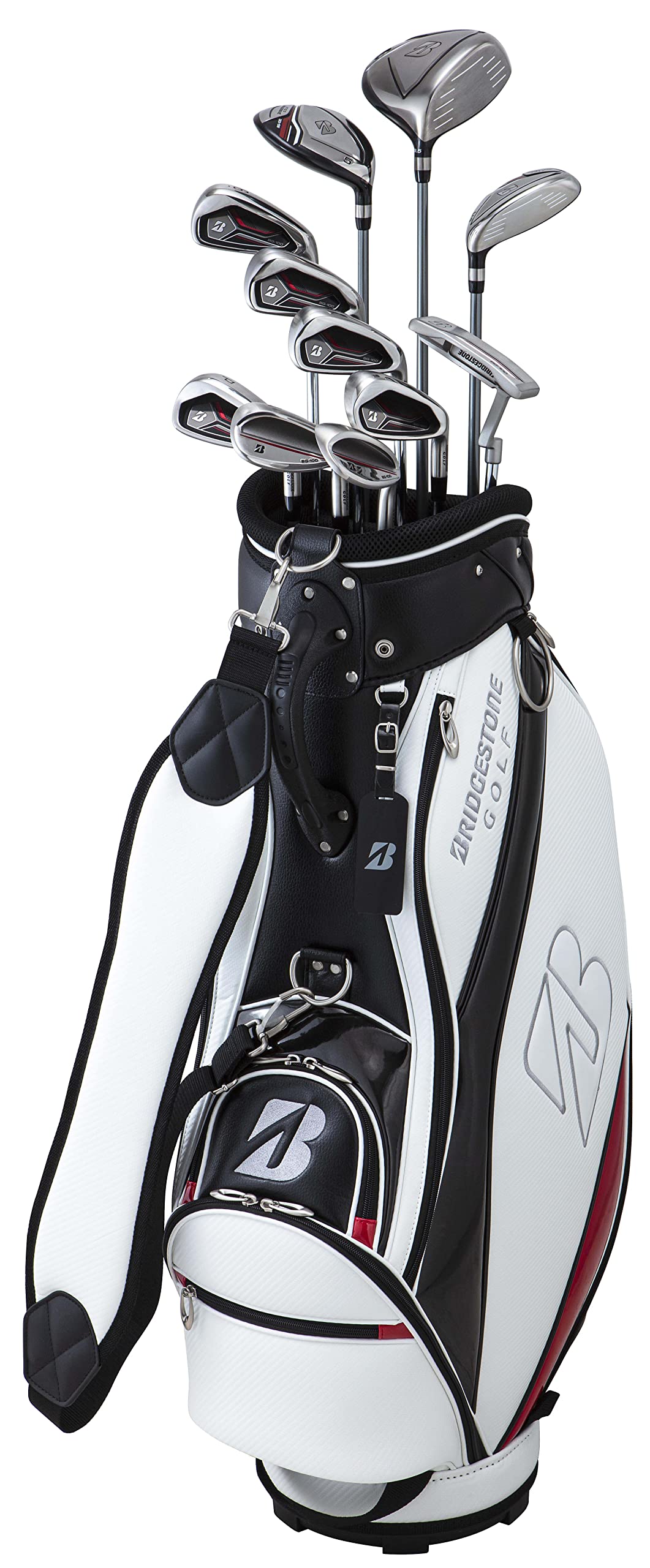 BRIDGESTONE(ブリヂストン) ゴルフ野球クラブ仕掛ける BRIDGESTONE GOLF BG-100 キャディバッグ付き添い人野球クラブ11本仕掛ける メンズ アイアン 炭素R立て坑