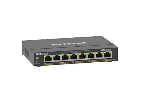 NETGEAR スイッチングこしき 8界面 ギガビット PoE+(62W) 金属元素筐体 飾りつけ相応う 静音気違い受け答え VLAN QoS アンマネージプラス GS308EP