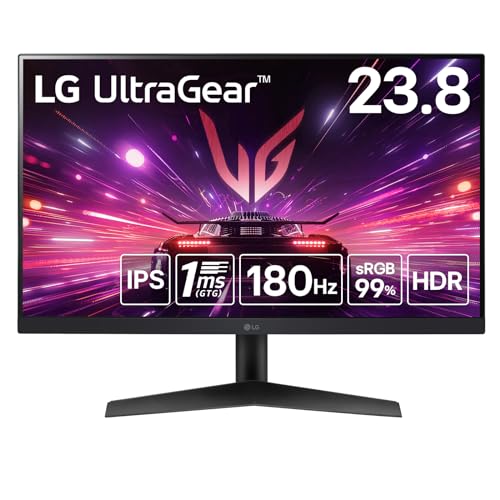 LG ゲーミングモニター UltraGear 24GS60F-B 23.8in/マイコン競り合い、身寄り用競り合い/盛りだくさん固定ディスク(19201080) /アンチグレア/180サイクル/IPS 1ms（GTG）/FreeSync・・ 科学技術/G-Sync Compatible/HDR10/DisplayPort/HDMI/チルト自然調整相応う