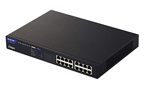 エレコム 法人用ノンインテリジェントスイッチングハブ Gigabit対応 PoE 16ポート 電源内蔵モデル 小型筐体 ファンレス 3年 EHB-UG2C16-PL