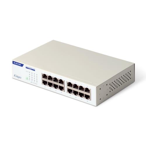 エレコム スイッチングハブ ギガビット 16ポート 電源内蔵 金属筺体 簡易パッケージ EHC-G16MN2A-HW