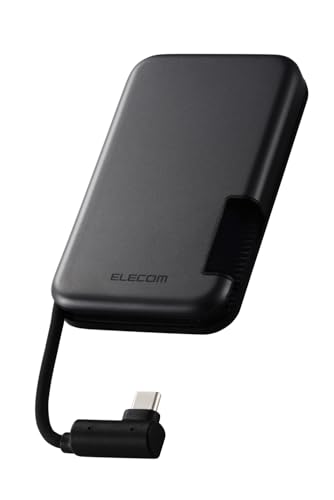 エレコム 外付けSSD 1TB USB3.2(Gen2) Type-C ケーブル一体型 iPhone15 / 15Pro 対応 ESD-EPB1000GBK