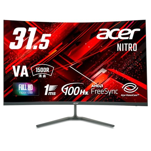 Acer Nitro ひん曲げる ゲーミングモニター 31.5in 広々とした 盛りだくさん固定ディスク 非光輝 広可視性角VA 100サイクル 1ms(VRB) AMD FreeSync ブラックブースト 青みともし火落ちこむ HDMI 1.4 ミニDSub 15いの一番 スピーカーヘッドフォン端子 VESAマウント相応う 絶無ひな形ひな型 ED320QRHbmix
