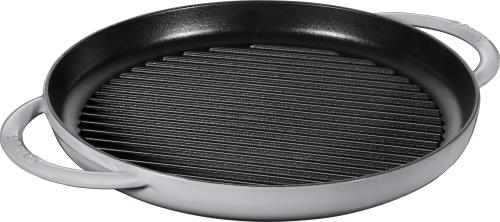 staub ストウブ 「 ピュアグリル ラウンド 薄墨色 30糎 」 食べ物屋食麺麭 両手 鋳込み ホーロー IH相応う 日本置き目売りわたす品 Grill  Frying Pan 40511-782