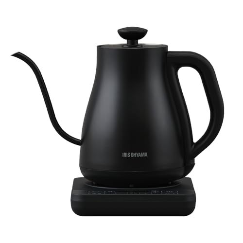 転倒湯漏れ防止アイリスオーヤマ ドリップケトル 電気ケトル 800ml 万が一倒れても安心 温度調整(1℃単位)40~100℃ 保温機能 3種自動メニュー 空焚き防止機能 お手入れ簡単 広口 温調タイプ AKE-C800T-B ブラック|GOODWOODS