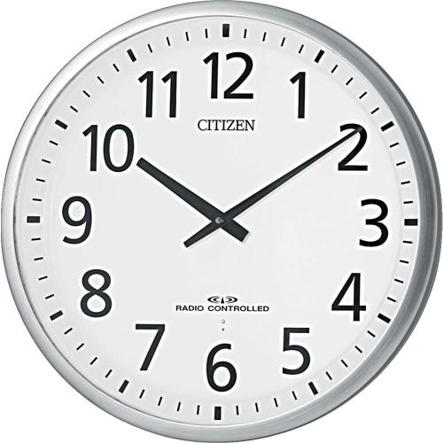 リズム(RHYTHM) 掛け時計 電波時計 オフィス 大型 高感度受信 3電波対応 ステンレス枠 連続秒針 シルバー Φ55x5.5cm オフィス用品 工場 事務所 広範囲受信モデル M821 シチズン CITIZEN 4MY821-019|GOODWOODS