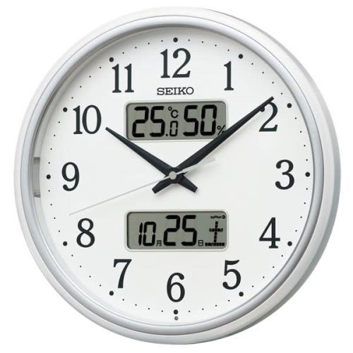 セイコークロック(Seiko Clock) 掛け時計 電波 アナログ カレンダー温度 湿度 表示 白パール 直径29050mm KX276W
