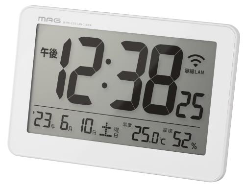 MAG(マグ) 掛け時計 壁掛け時計 置き時計 置き掛け兼用 スタンド 無線LAN NTP USB Type-C 給電 温度計 湿度計 温湿度計 カレンダー 縦12.5横18.2 ホワイト セットレス W-787 WH ノア精密 10,914円
