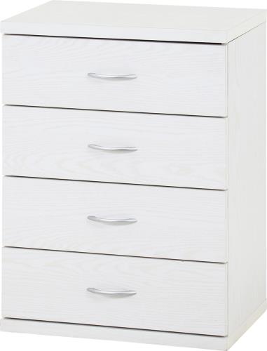 不二貿易 チェスト タンス 4段 ラルゴ 幅60奥行41.5高さ80cm オークホワイト 木目調 引出し 組立商品 73411