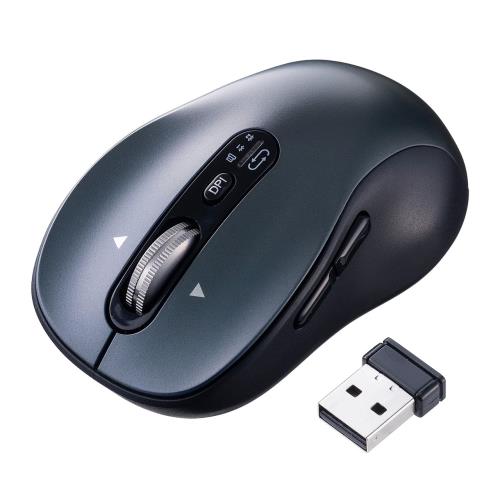 サンワダイレクト マウス 横スクロール 高速スクロール 静音 Bluetooth 無線 マルチペアリング 充電式 戻る/進むボタン搭載 5ボタン Win/MacOS対応 ガンメタリック 400-MAWBT203GM 5,285円