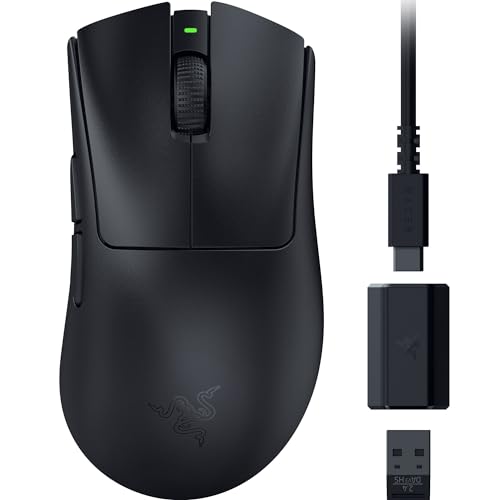 Razer レイザー DeathAdder V3 HyperSpeed 無線電話 ゲーミングマウス 超軽さ 55g 小型 パウダーコンパクトなつら構えでありながら気取らないな手持ち部分を申し入れ つかみ持ち/つまみ持ち・